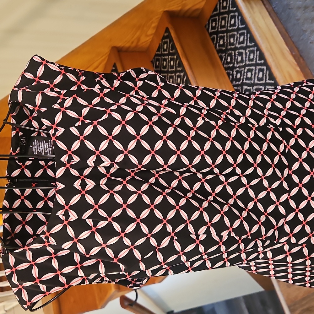 👗East 5th Black, Pink and White Sheath Midi Dress - Picture 2 of 8